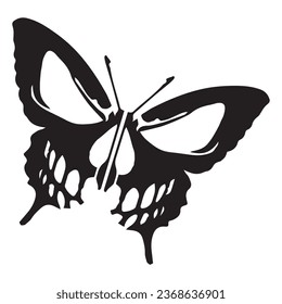 Illustration artwork design silhouette butterfly wings skull