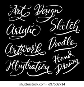 Illustration and artwork hand written typography. Good use for logotype, symbol, cover label, product, brand, poster title or any graphic design you want. Easy to use or change color 