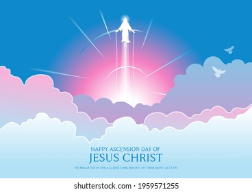 An illustration of the ascension day of Jesus Christ. Vector illustration