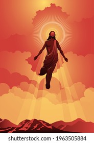An illustration of the ascension day of Jesus Christ. Vector illustration. Biblical Series