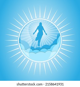 An illustration of the ascension day of Jesus Christ. Vector illustration. Happy Ascension Day vector illustration background. Cross on the blue sky element. Vector Eps 10.