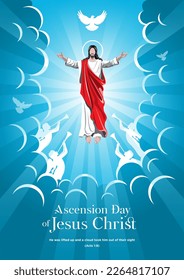 An illustration of the ascension day of Jesus Christ. Vector illustration