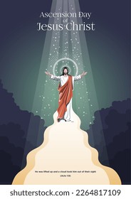 An illustration of the ascension day of Jesus Christ. Vector illustration