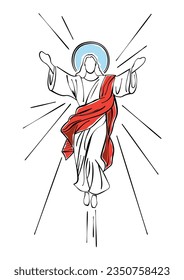 An illustration of the ascension day of Jesus Christ. Vector illustration