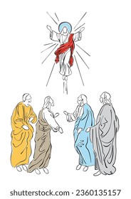 An illustration of the ascension day of Jesus Christ. Vector illustration