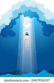 An illustration of the ascension day of Jesus Christ. Vector illustration