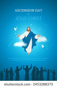 An illustration of the ascension day of Jesus Christ. Vector illustration. Biblical Series svg