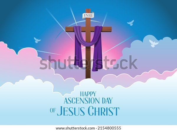 An illustration of the ascension day of\
Jesus Christ. Vector\
illustration