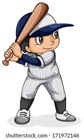 Illustration of an Asian baseball player on a white background