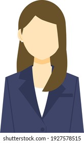 Illustration of an Asian business woman in a navy suit