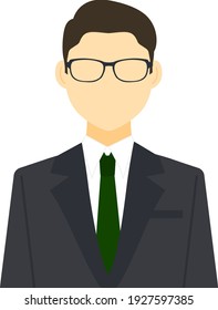 Illustration of an Asian businessman with glasses in a suit