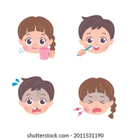 It is an illustration of Asian children doing dental care. Since it is vector data, it can be easily edited.