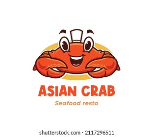 Illustration Asian crab seafood logo mascot