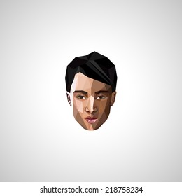 ilustración con una cara asiática de estilo poligonal  