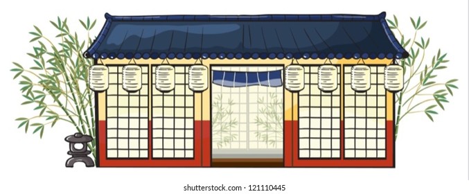 illustration of an asian house on a white background
