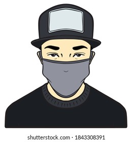 Illustration Asian Man Baseball Cap Face Stock Vector (Royalty Free ...