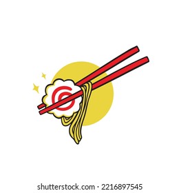 illustration asian noodle pasta with chopsticks, ramen noodle