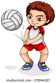 Illustration of an Asian volleyball player on a white background
