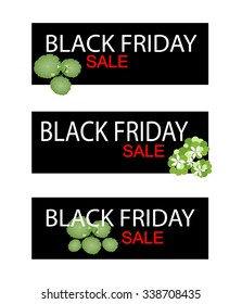 Illustration of Asiatic Pennywort or Hydrocotyle Umbellata Plant on Black Friday Shopping Banner for Start Christmas Shopping Season.