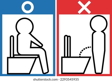 Illustration, in der Sie sich setzen und die Toilette im westlichen Stil benutzen