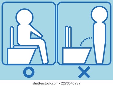 Illustration, in der Sie sich setzen und die Toilette im westlichen Stil benutzen