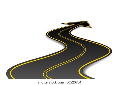 illustration of asphalt road in shape of arrow