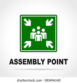 Illustration of assembly point green sign