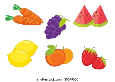una ilustración de una variedad de alimentos frescos