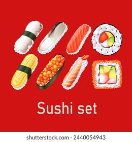 Ilustración de surtido de plato de sushi