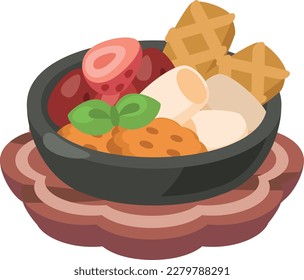 Ilustración de diversos dulces_Colonia y linda ilustración de un plato simple vectorial