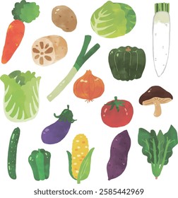 Illustration of an assortment of various vegetables