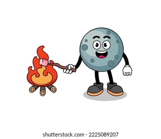 Illustration of asteroid burning a marshmallow , character design