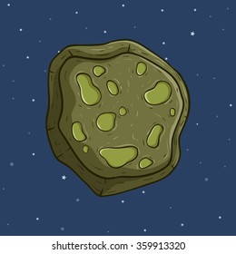 Illustration of Asteroid or Comet Floating in Space