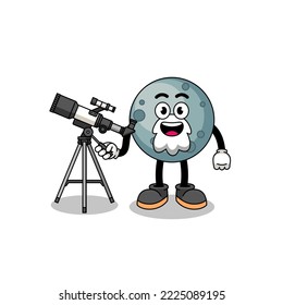 Illustration of asteroid mascot as an astronomer , character design