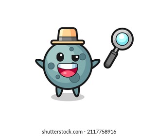 illustration of the asteroid mascot as a detective who manages to solve a case , cute style design for t shirt, sticker, logo element