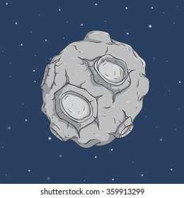Illustration of Asteroid or Meteorite Floating in Space