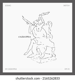 Illustration of astrological zodiac Cassiopeia