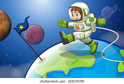 Ilustración de una astronómica en el espacio