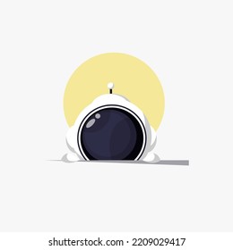 Illustration of astronaut appearing from below