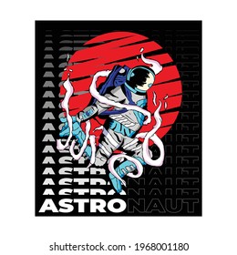 Illustration of Astronaut with blending text. It's fit for poster, t-shirt, phone case, sticker, banner, etc.