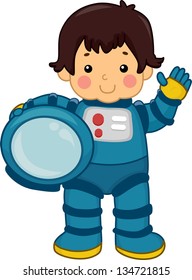 Illustration of an Astronaut Boy carrying his Helmet
