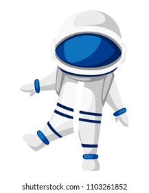 Illustration of astronaut. Cartoon character design. Cute astronaut walking in space. Vector illustration isolated on white background.
