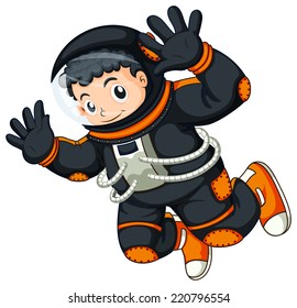 Illustration of an astronaut floating on a white background  