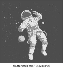 illustration of an astronaut floating in space