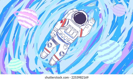 Ilustración de un astronauta flotando en el espacio
