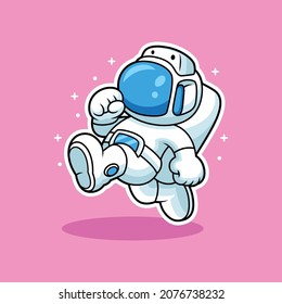 Illustration of astronaut with funny pose