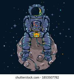 Illustration Astronaut gamer logo design