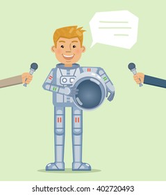 Illustration of an astronaut giving interview