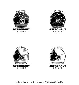 illustration of astronaut helmet logo bundle.