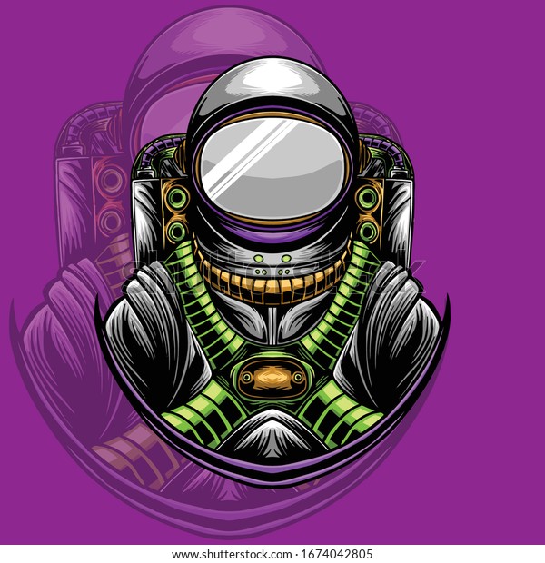 Illustration Astronaut isolated with\
background, creative design, creative\
illustration.